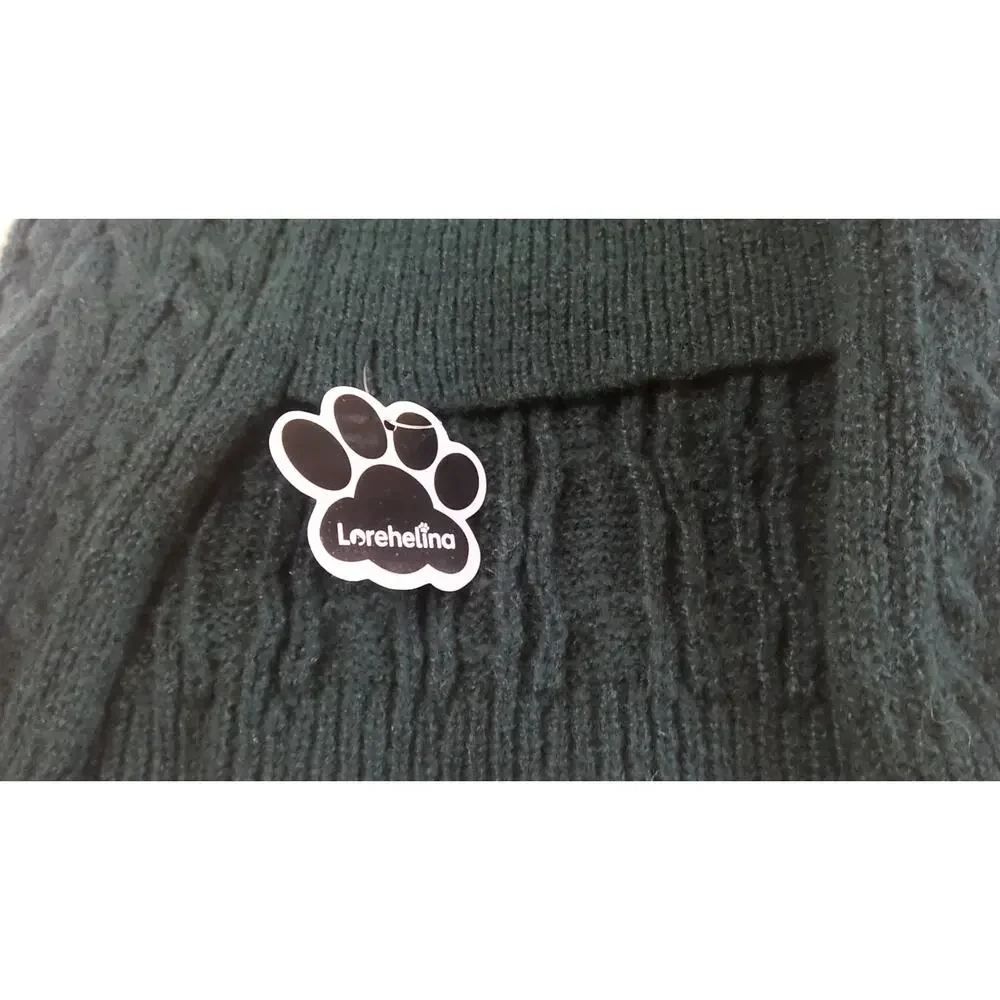 NWT Lorehelina Green Cable Knit Turtleneck Dog Sweater XXL 24